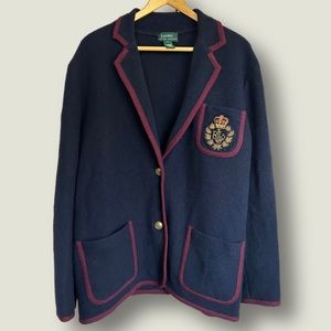 Rare Vintage Ralph Lauren Crown Crest Button Down Cardigan Jacket L